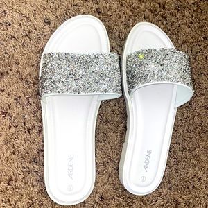 Brand new flat rhinestone sandals